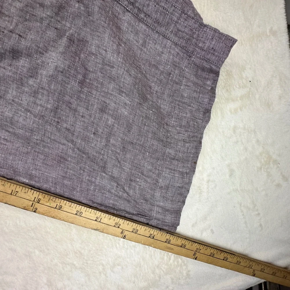 Quince European Linen Wide Leg Pants Taupe Brown Chambray L LB136875-JDAVN01